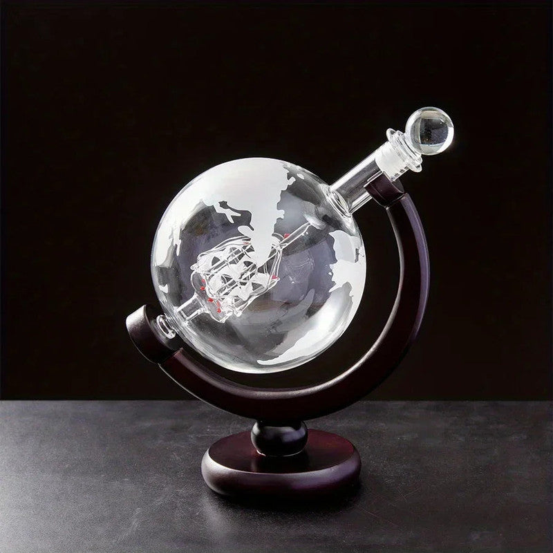 Drinkware: Globe Whiskey Decanter Set Lead-Free Glass Carafe