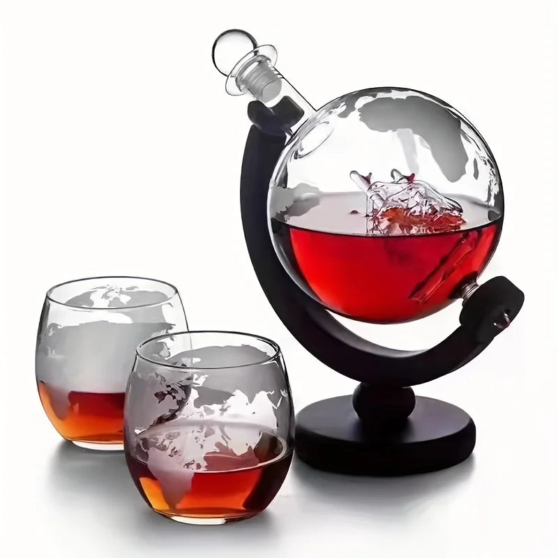 Drinkware: Globe Whiskey Decanter Set Lead-Free Glass Carafe