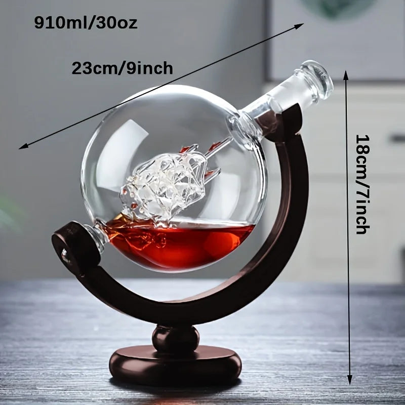 Drinkware: Globe Whiskey Decanter Set Lead-Free Glass Carafe