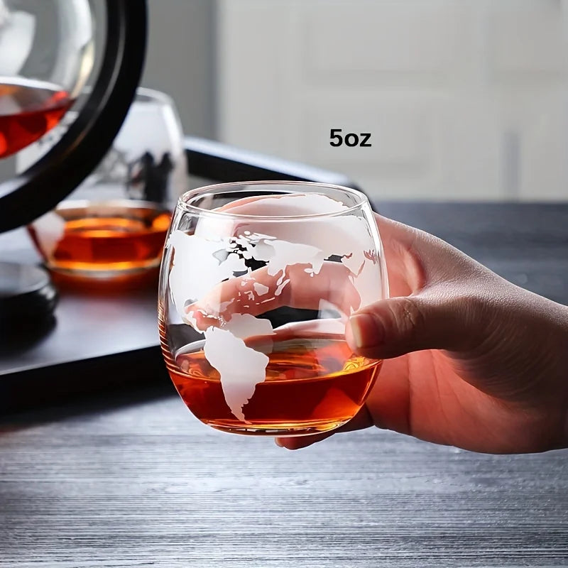 Drinkware: Globe Whiskey Decanter Set Lead-Free Glass Carafe