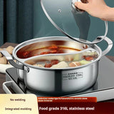 Kitchen Utensils: 32cm 316 Stainless Steel Twin Divided Hot Pot Silver