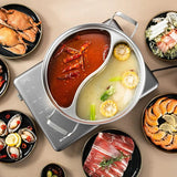 Kitchen Utensils: 32cm 316 Stainless Steel Twin Divided Hot Pot Silver