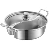Kitchen Utensils: 32cm 316 Stainless Steel Twin Divided Hot Pot Silver