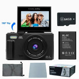 Camera Accessories: 4K Digital Camera for Photography 64MP Vlogging Black