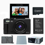 Camera Accessories: 4K Digital Camera for Photography 64MP Vlogging Black