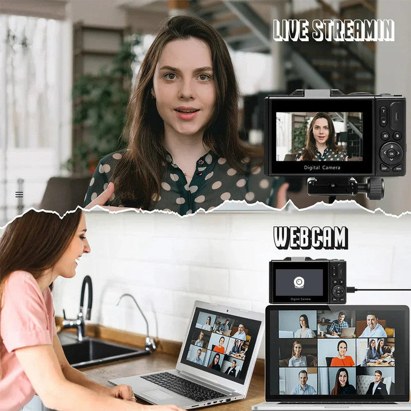 Camera Accessories: 4K Digital Camera for Photography 64MP Vlogging Black