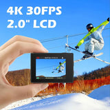 Camera Accessories: 4K Action Camera 30M Waterproof Sports Cam Balck