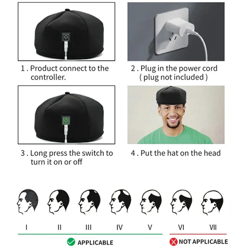 Shaving & Grooming: Hair Growth Cap LED Treatment Helmet Black