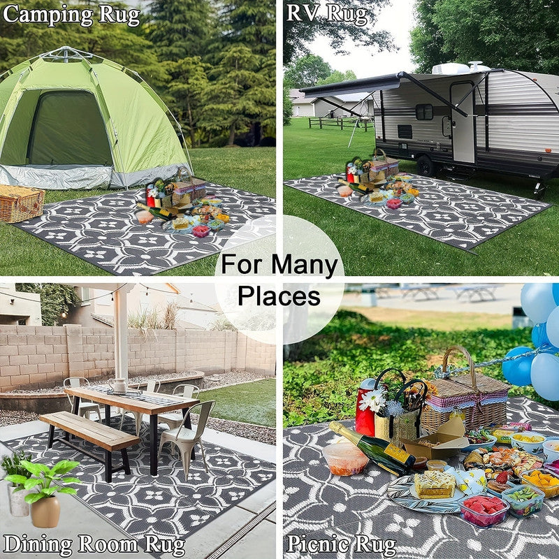 Outdoor Reversible Patio Mat Geometric Pattern