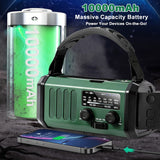 10000mAh Solar-Powered Emergency Radio with Flashlight