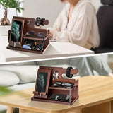 Desk Accessories: Wooden Desk Organizer Phone Docking Station Stand