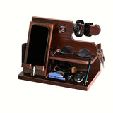 Desk Accessories: Wooden Desk Organizer Phone Docking Station Stand