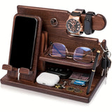 Desk Accessories: Wooden Desk Organizer Phone Docking Station Stand