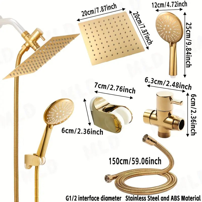 Golden Rainfall Shower Head Handheld Combo Set