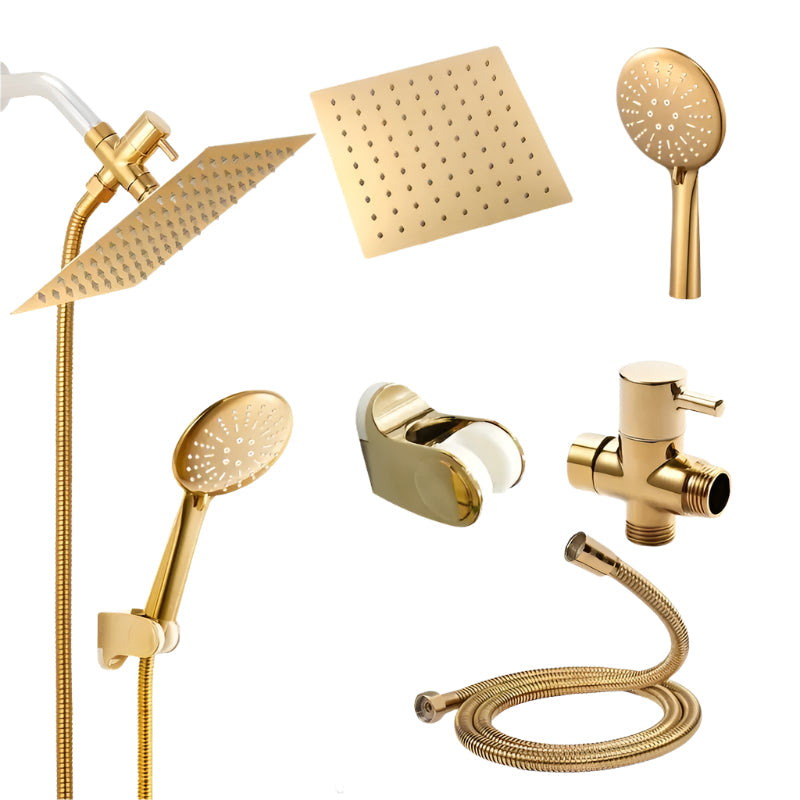 Golden Rainfall Shower Head Handheld Combo Set