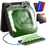 20000mAh Solar Camping Fan with LED Light