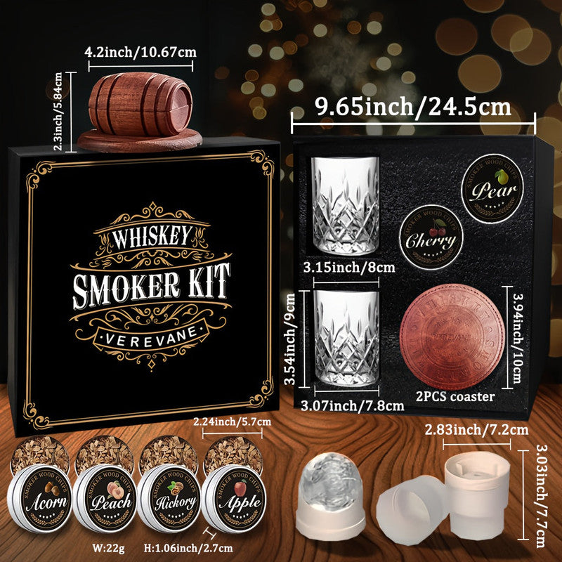 Drinkware: Whiskey Smoker Kit with 6 Wood Flavors & Accessories