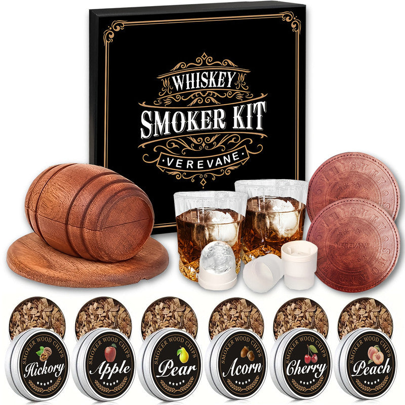 Drinkware: Whiskey Smoker Kit with 6 Wood Flavors & Accessories