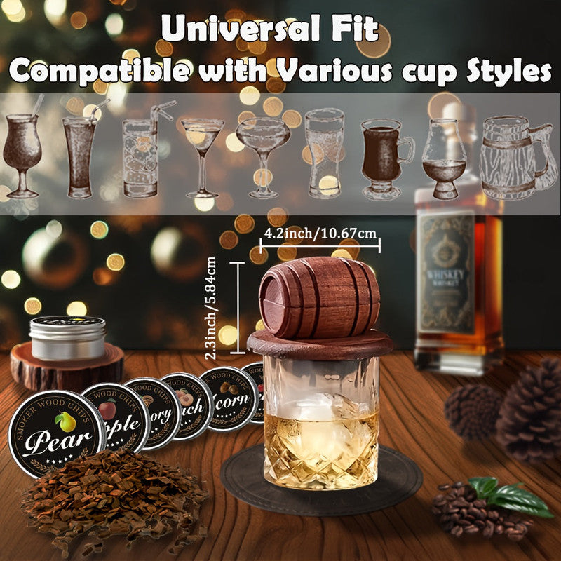 Drinkware: Whiskey Smoker Kit with 6 Wood Flavors & Accessories