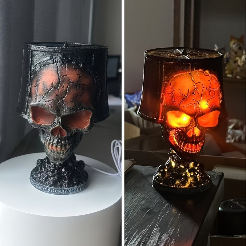 Table Lamps: Lava Skull Lamp USB Halloween Night Light