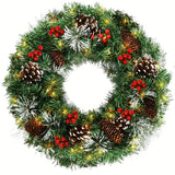Christmas Wreaths & Garlands: Christmas Wreath Pre-Lit Pine Cone LED Decoration