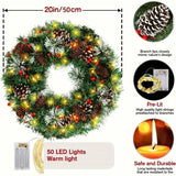 Christmas Wreaths & Garlands: Christmas Wreath Pre-Lit Pine Cone LED Decoration