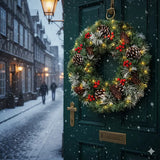 Christmas Wreaths & Garlands: Christmas Wreath Pre-Lit Pine Cone LED Decoration