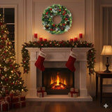 Christmas Wreaths & Garlands: Christmas Wreath Pre-Lit Pine Cone LED Decoration