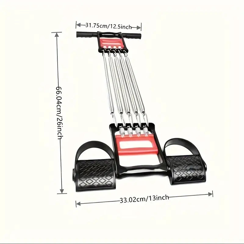 Gym Equipment & Accessories: 1Pc Multifunctional Spring Pedal Puller Fitness Tensioner(Black)