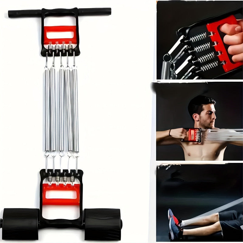 Gym Equipment & Accessories: 1Pc Multifunctional Spring Pedal Puller Fitness Tensioner(Black)