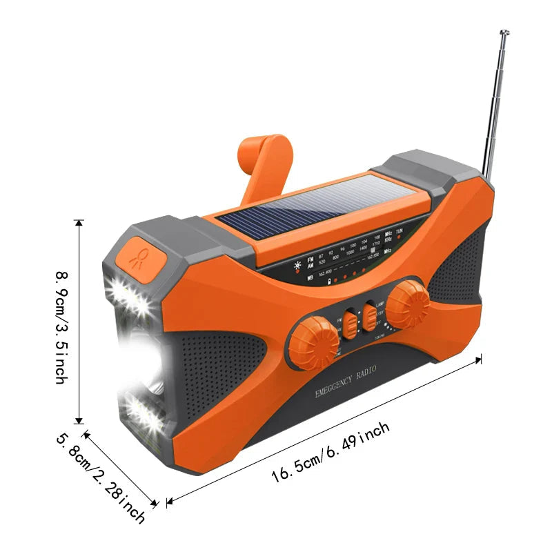 Emergency Hand Crank Solar Radio Orange