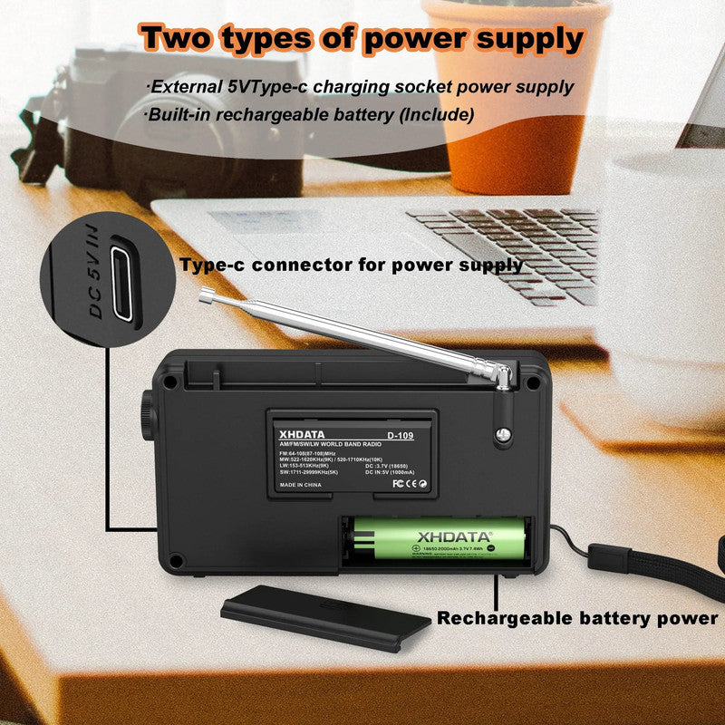 Stereo Digital Portable Radio Black