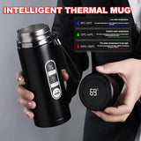 Drinkware: 1L Thermos Bottle with LED Temperature Display Black