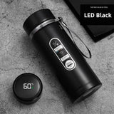 Drinkware: 1L Thermos Bottle with LED Temperature Display Black