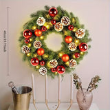 Christmas Wreaths & Garlands: Pre-Lit Christmas Door Wreath LED Decor