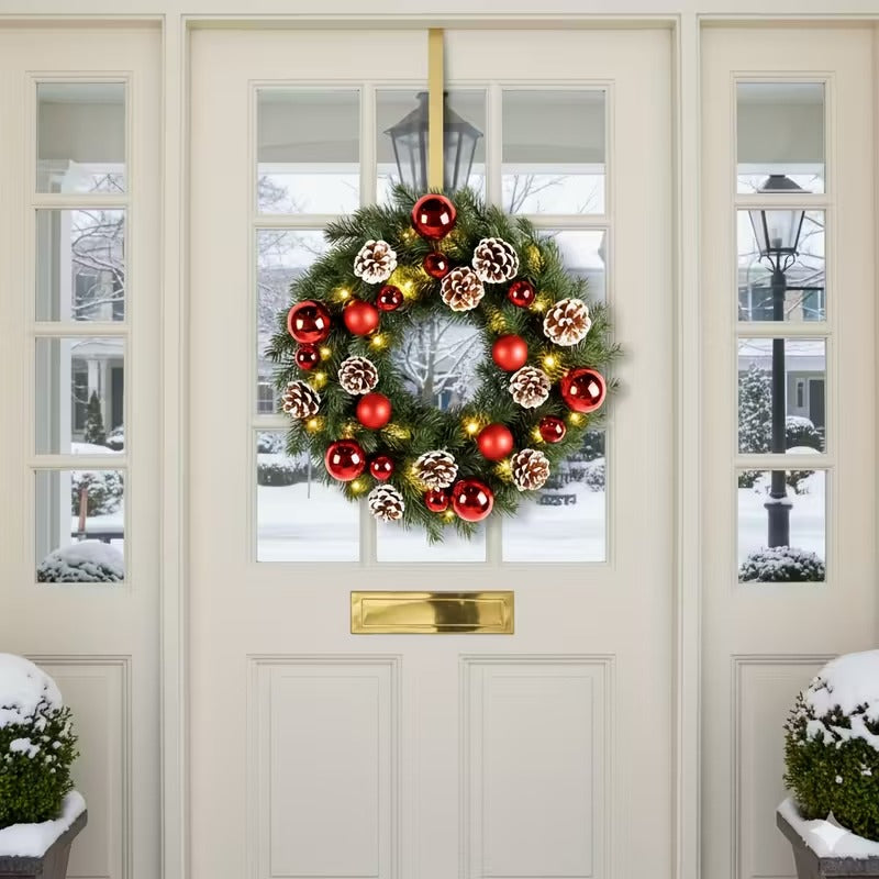 Pre-Lit Christmas Door Wreath LED Decor