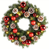 Christmas Wreaths & Garlands: Pre-Lit Christmas Door Wreath LED Decor