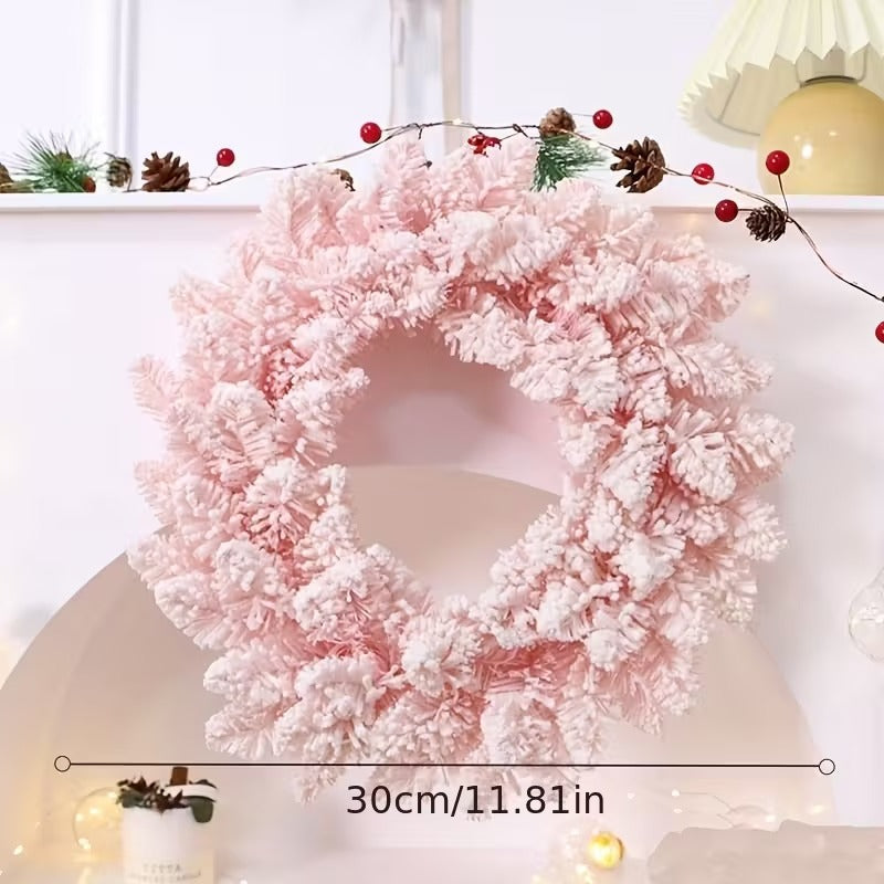 Pink Snowy Pine Christmas Wreath