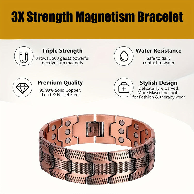 3X Strong Copper Magnetic Bracelet for Men