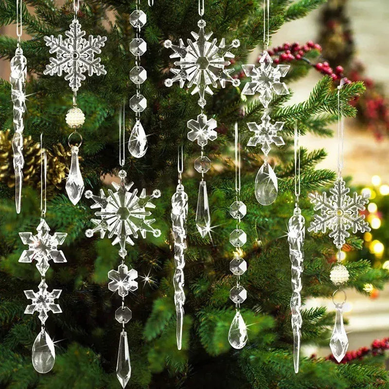 Trendbay 10Pcs Glitter Snowflake Christmas Ornaments Sparkling Hanging