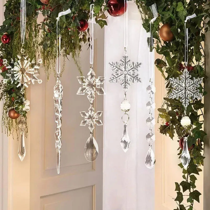 Trendbay 10Pcs Glitter Snowflake Christmas Ornaments Sparkling Hanging