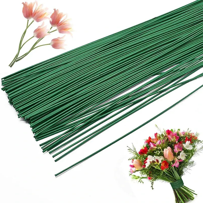 Trendbay 10Pcs Green Floral Wire Stems for Flower Arrangements
