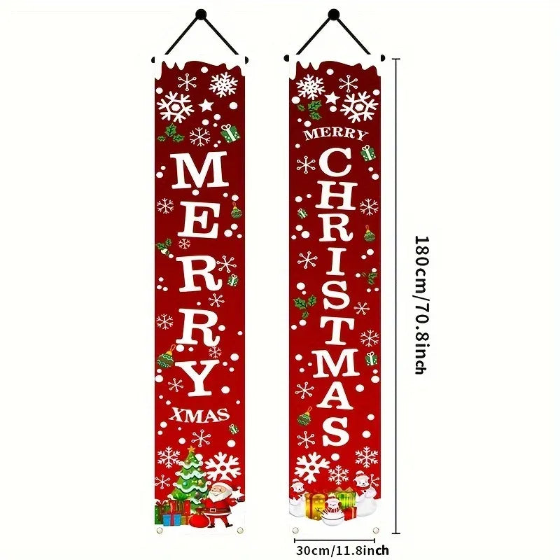 Trendbay \2D Christmas Door Banner Festive Front Porch Sign