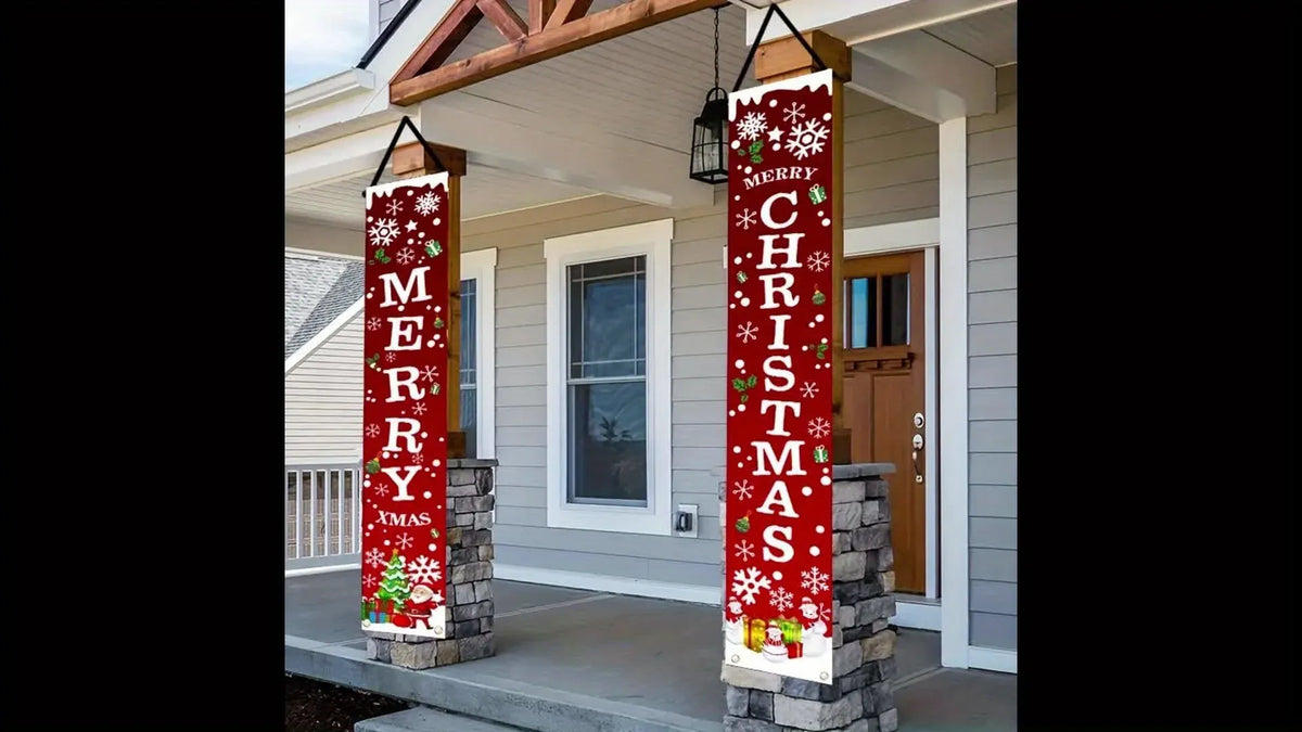 Trendbay \2D Christmas Door Banner Festive Front Porch Sign