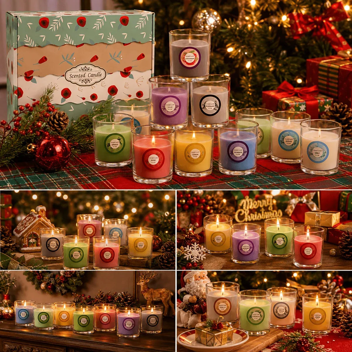 20pcs Scented Glass Candle Set 10 Fragrances