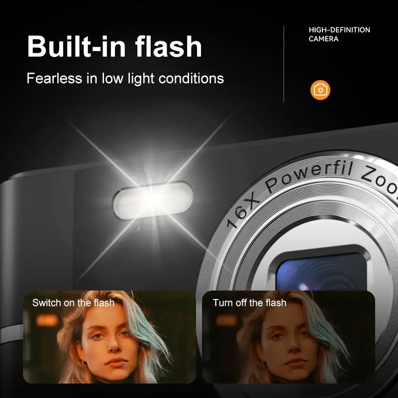 Camera Accessories: Digital Camera 1080P HD with 16X Zoom and 32GB Card