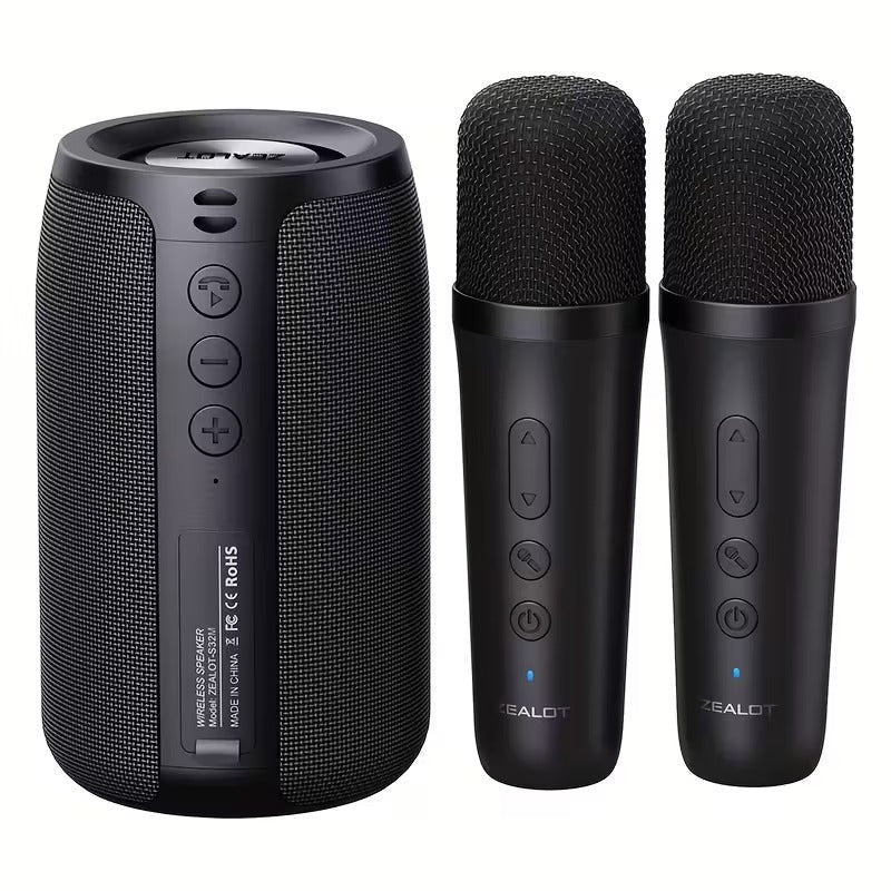 Audio Speakers: Wireless Speaker with Dual Karaoke Microphones