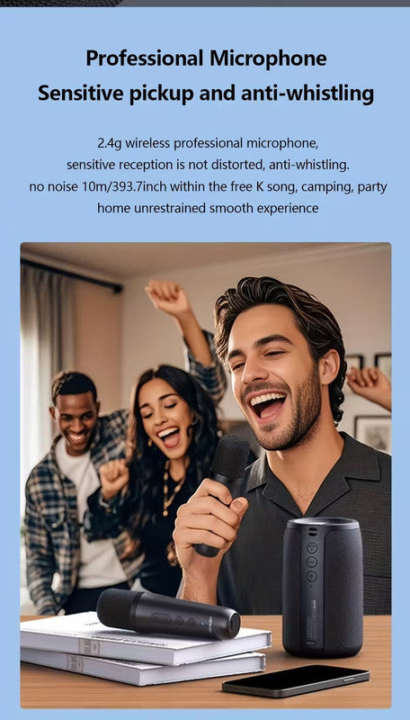 Audio Speakers: Wireless Speaker with Dual Karaoke Microphones
