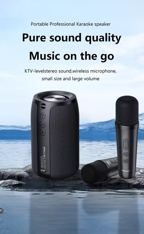 Audio Speakers: Wireless Speaker with Dual Karaoke Microphones