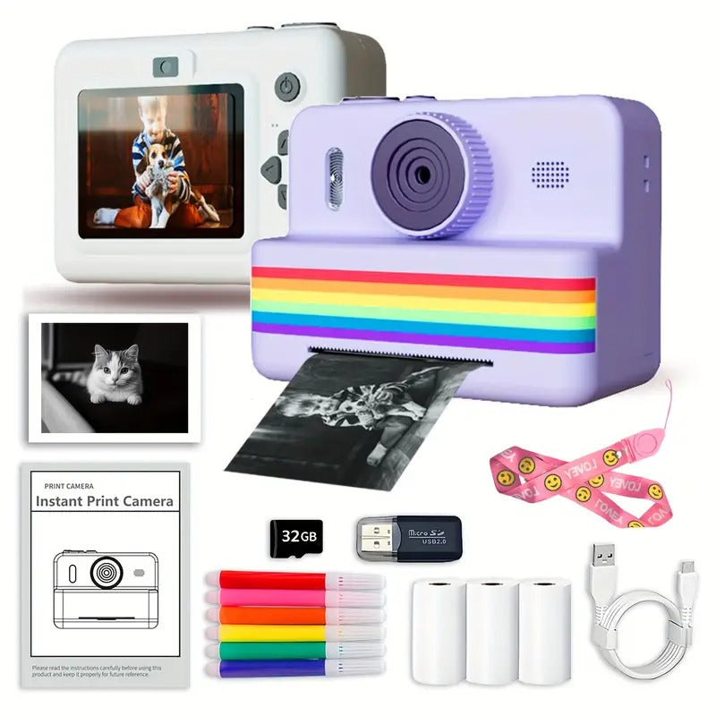 Camera Accessories: Portable Photo Printer Camera with Rechargeable Battery